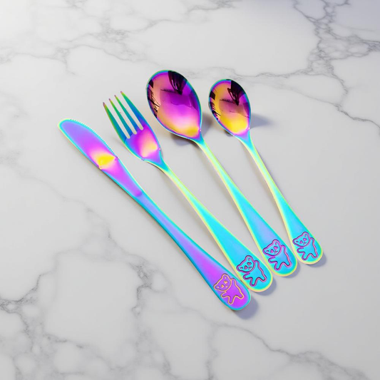 Stainless Steel Utensils for kids in rainbow colour